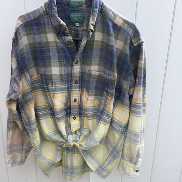 baxter brand Tops - Bleached boyfriend flannel button down shirt